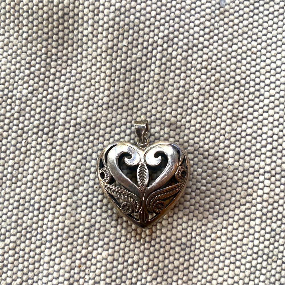 Sterling Silver Three-Dimensional Heart Pendant - image 2